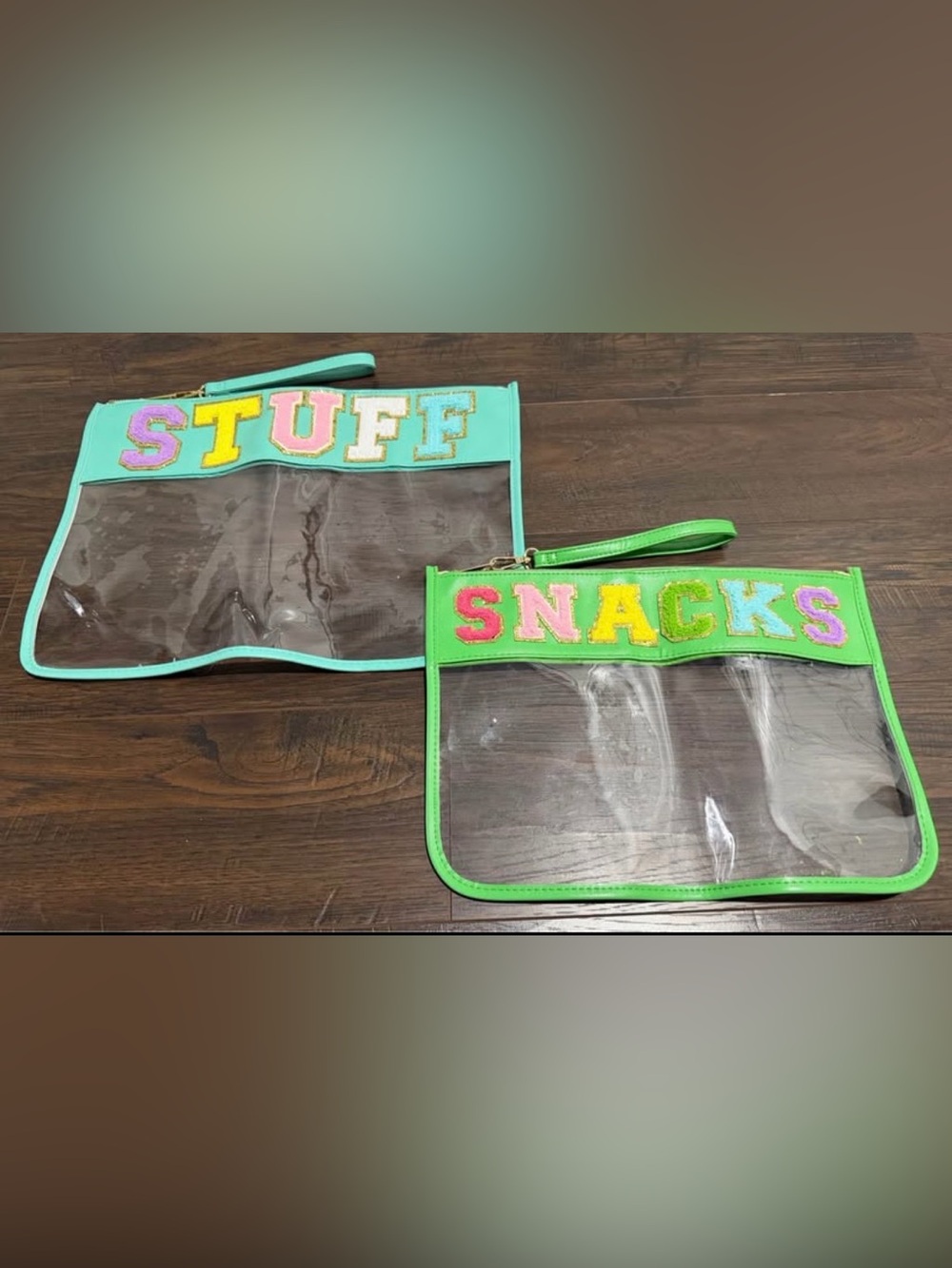 Chenille Letter Clear Pouches